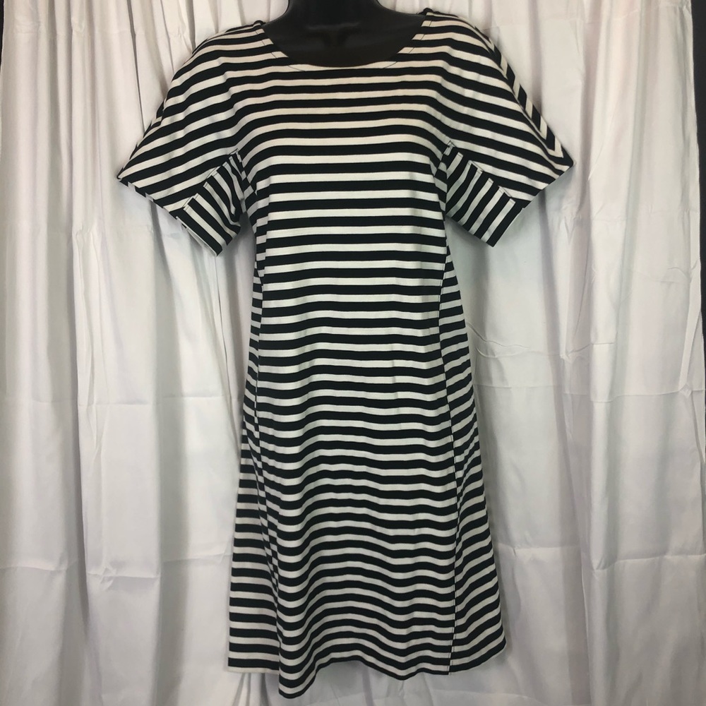 J. Crew Black and White Striped Dress Size Medium